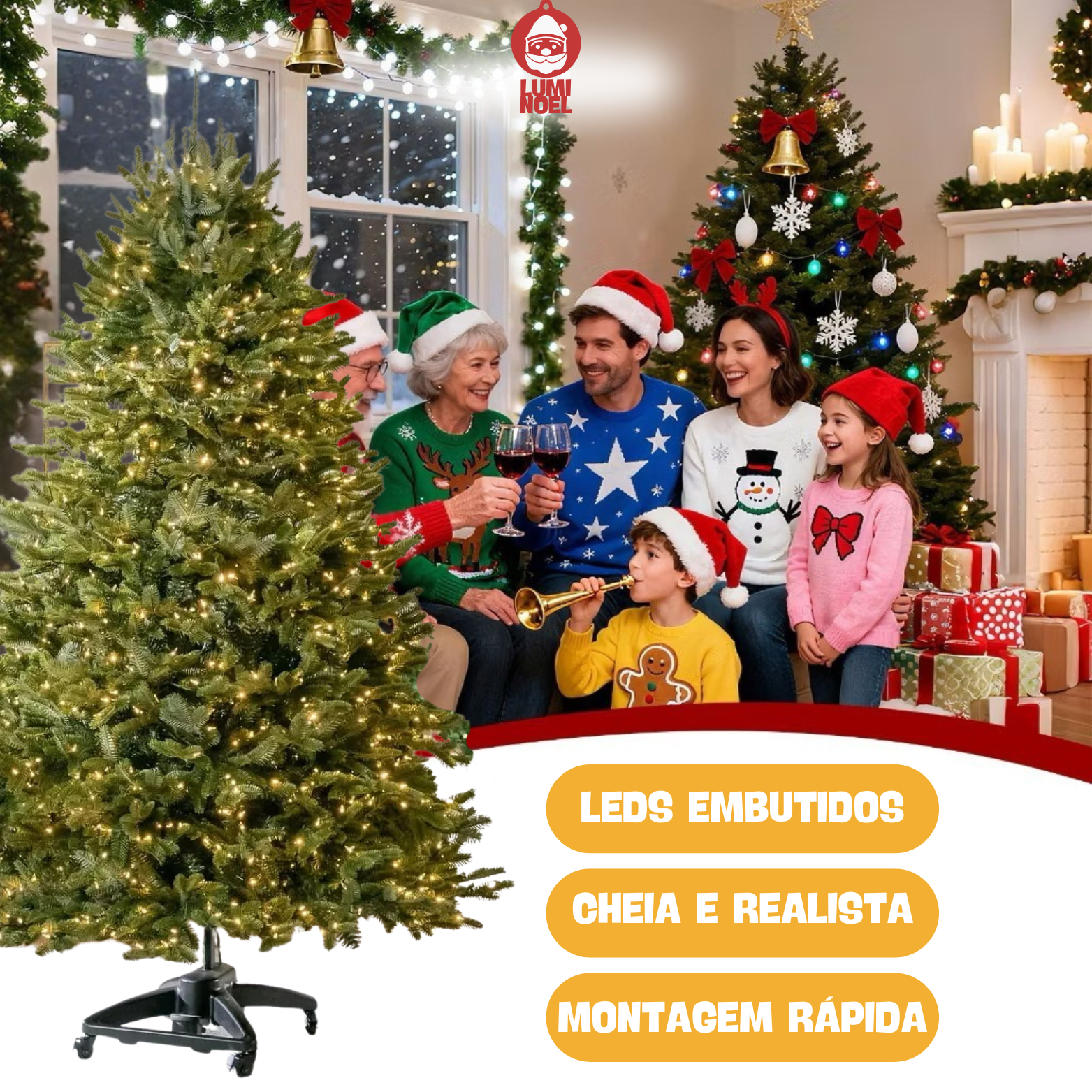 LumiNoel™- Árvore de Natal Premium com LEDs Embutidos