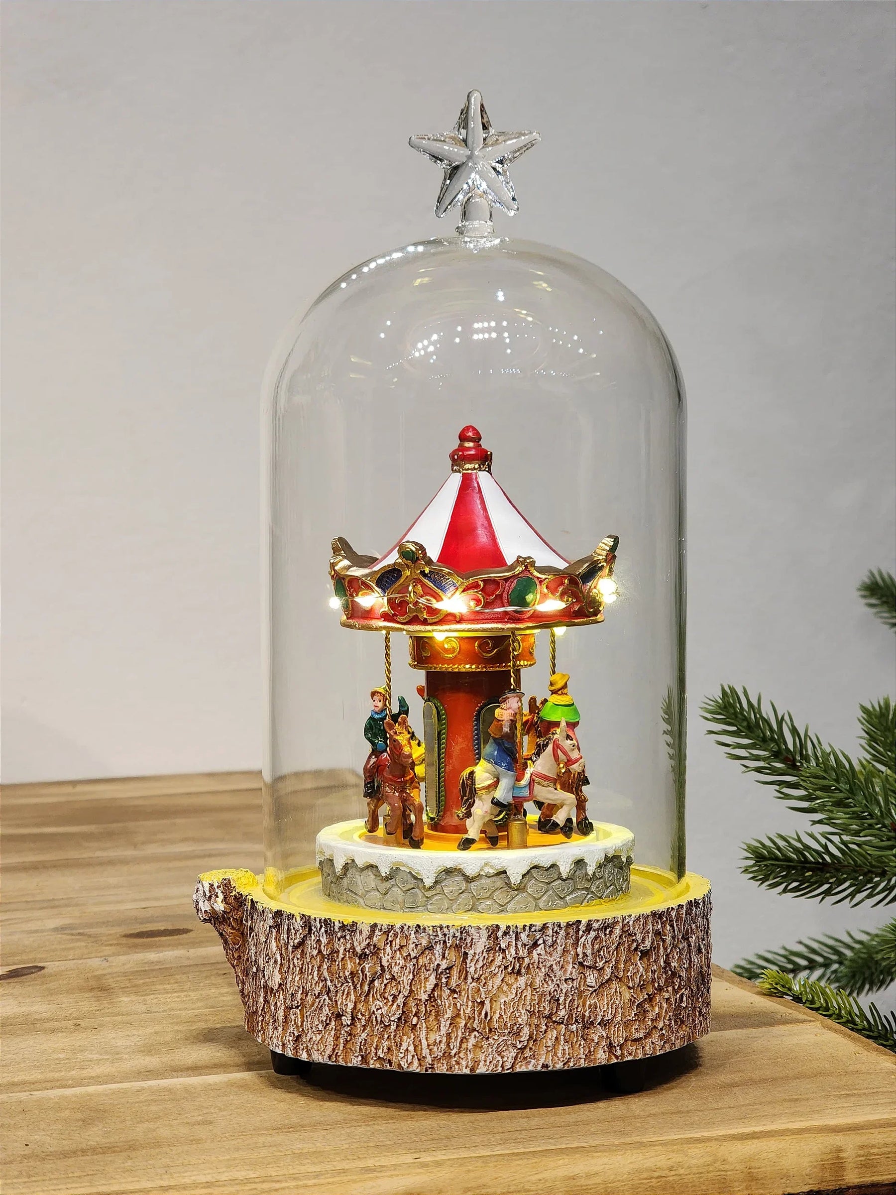 Globo de Vidro Carrossel 26cm • Luz, Som e Movimento