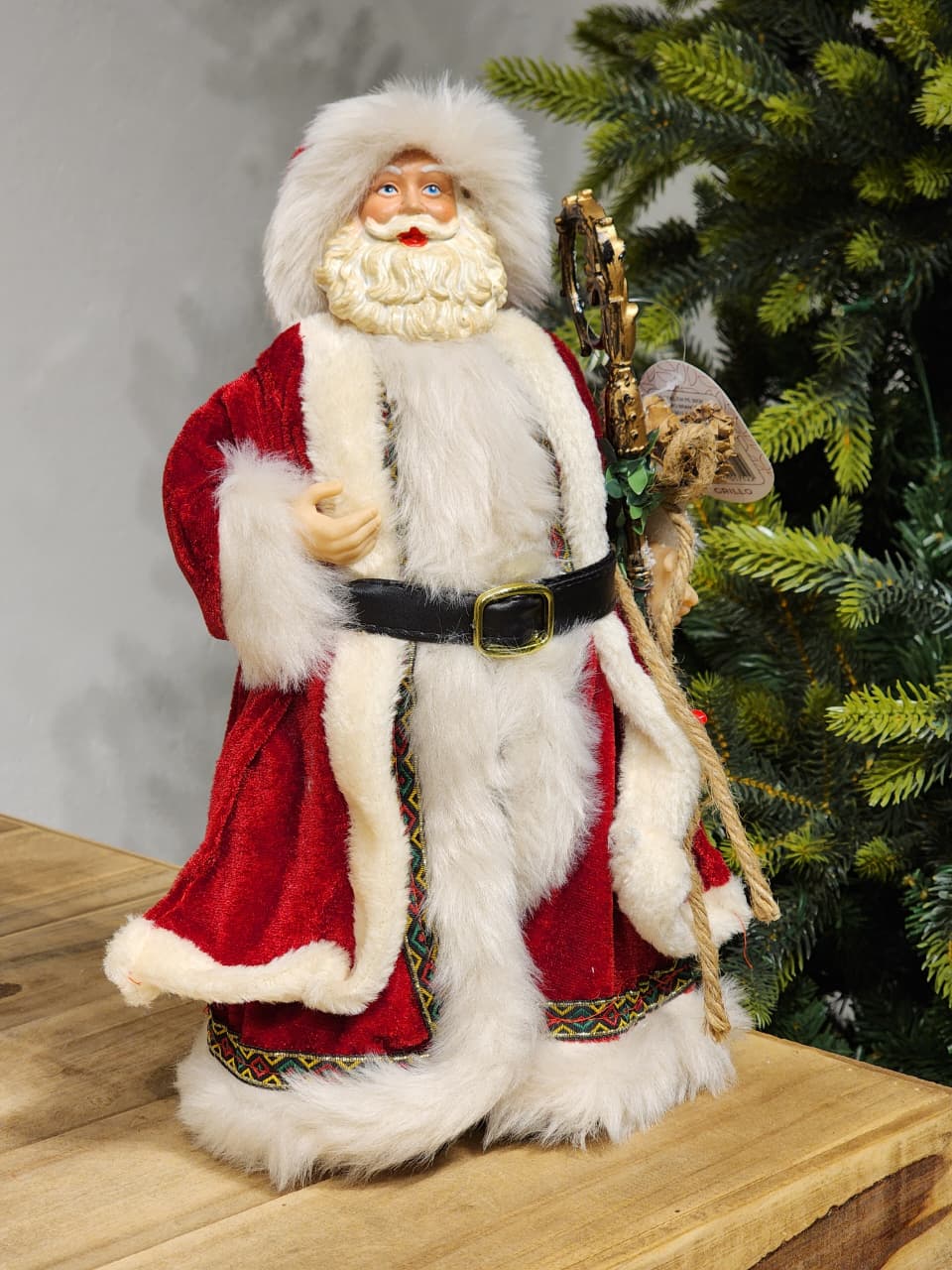 PAPAI NOEL VERMELHO LUXUOSO COLECIONÁVEL 30CM