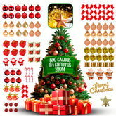 Árvore Natal Decorada 2,10m 600 Galhos 114 Enfeites Premium Kit Completo Enfeites + Pisca Pisca