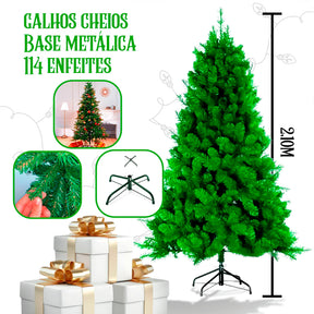 Árvore Natal Decorada 2,10m 600 Galhos 114 Enfeites Premium Kit Completo Enfeites + Pisca Pisca
